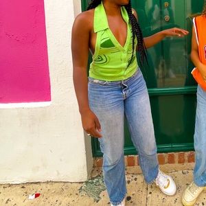 GREEN HALTER TOP - Y2k